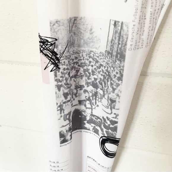 Rare⭐️ Adidas Originals AOP White Info Poster Print Logo Graphic Tight Leggings - Picture 10 of 17